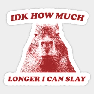 Idk How Much Longer I Can Slay Capybara Sarcastic Dank Meme T Shirt Vintage Retro Cartoon Sticker